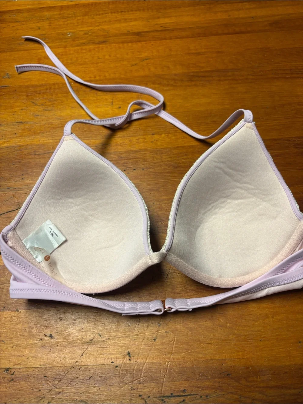 Lavender and Cream Crochet Push-Up Bikini Top